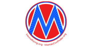A Blue M in a red circle with the words 